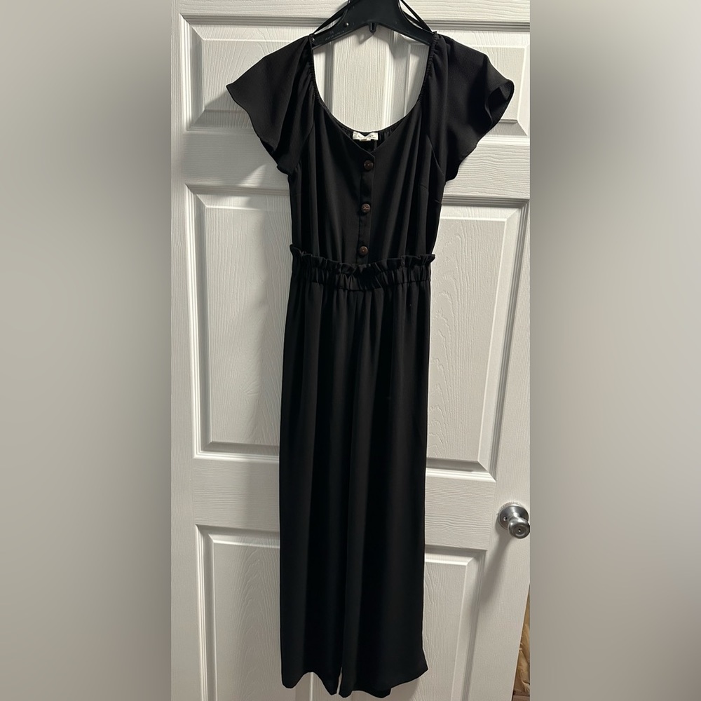 Black Ruffle Sleeve Jumpsuit
